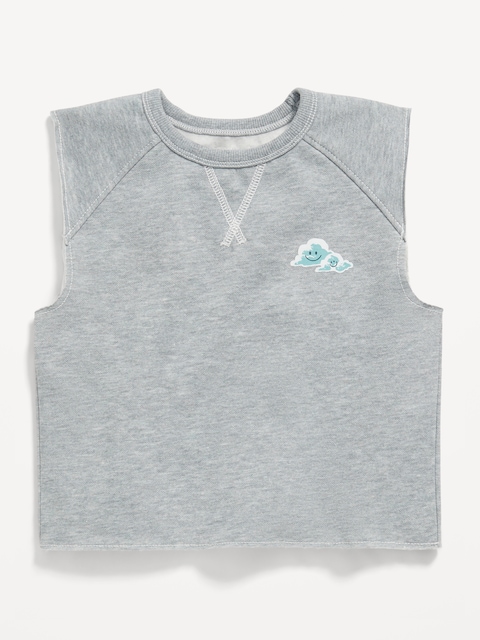 Oversized Sleeveless Fleece Graphic Top for Toddler Boys - Medium Heather Gray