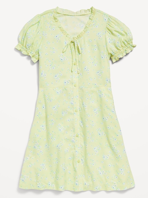 View large product image 1 of 1. Printed Short-Sleeve Button-Front Fit and Flare Dress for Girls