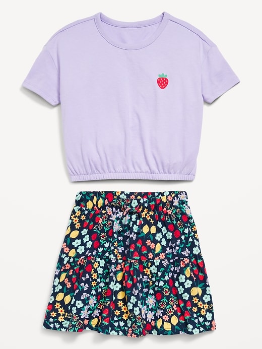 View large product image 1 of 3. Short-Sleeve Graphic T-Shirt and Skort Set for Toddler Girls