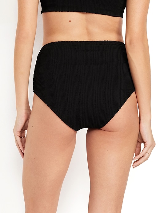 Image number 2 showing, High-Waisted Ribbed Bikini Swim Bottoms