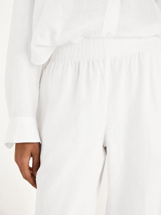 Image number 4 showing, High-Waisted Linen-Blend Wide-Leg Pants