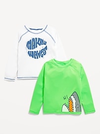 Image number 1 showing, Long-Sleeve Graphic Rashguard Swim Top 2-Pack for Toddler Boys