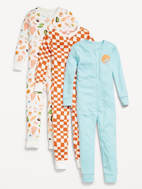 Snug-Fit 2-Way-Zip Pajama One-Piece 3-Pack for Toddler & Baby - Market