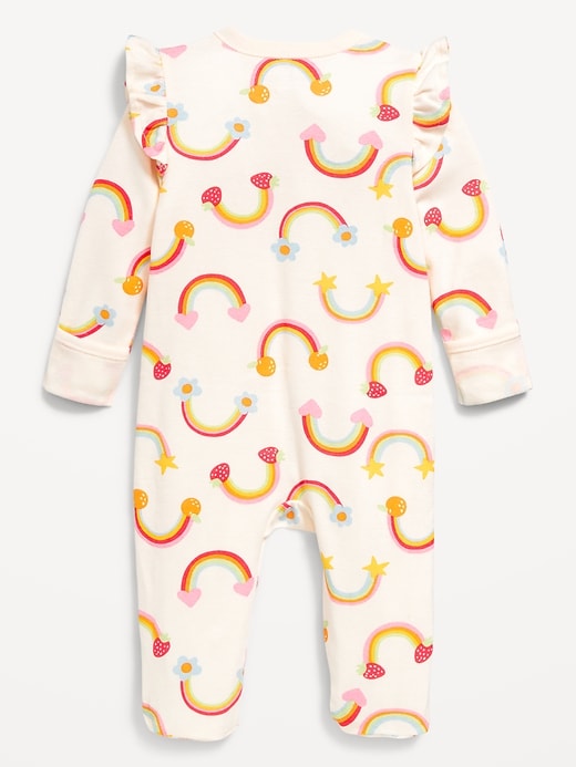 Image number 3 showing, 2-Way-Zip Sleep & Play Ruffle-Trim Footed One-Piece for Baby
