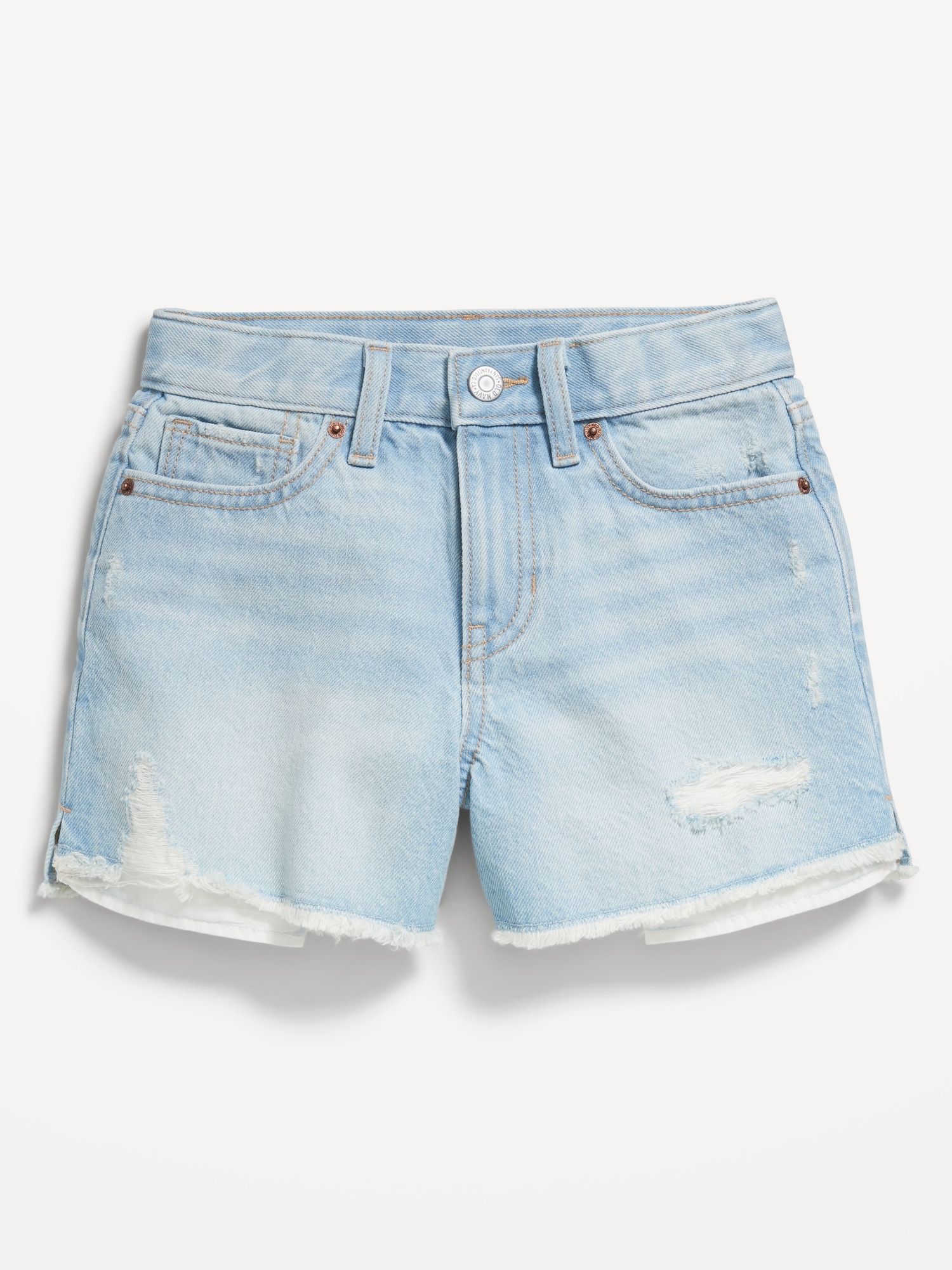 High-Waisted Ripped Frayed-Hem Jean Shorts for Girls