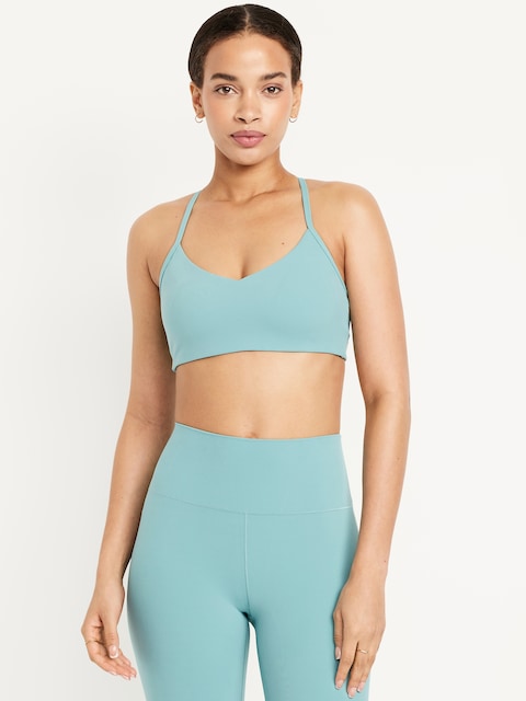 Light Support StudioSmooth Racerback Sports Bra - Luminous Blue