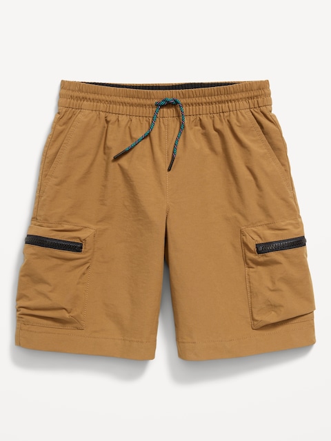 At Knee Zippered Cargo Pocket Tech Shorts for Boys