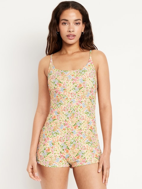 Textured Swim Romper -- 2.5-inch inseam