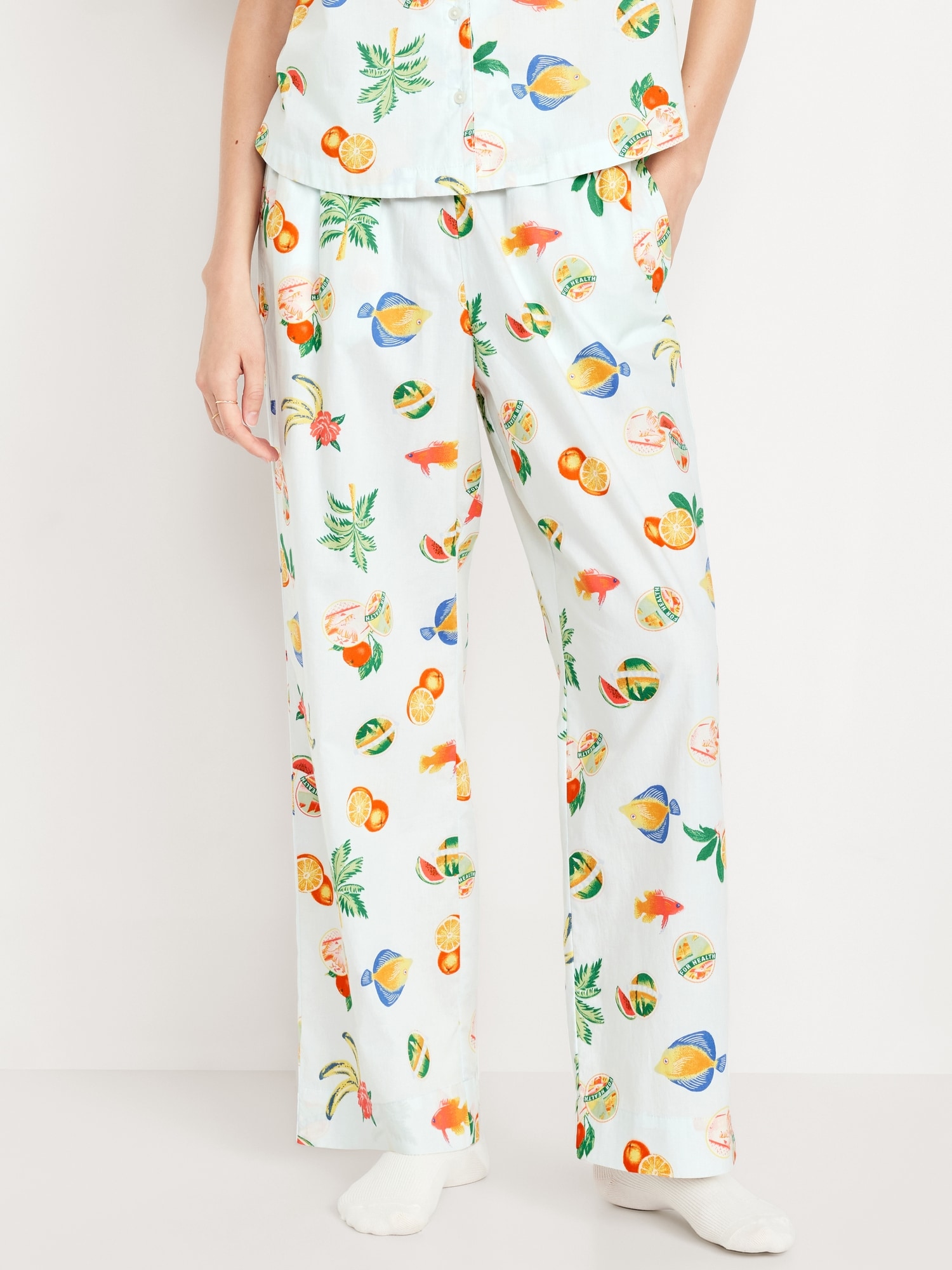 High-Waisted Poplin Pajama Pant