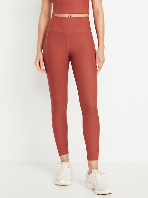 High-Waisted PowerSoft Rib Pocket Leggings - Cherry Birch