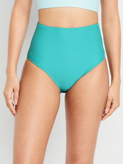 Matte High-Waisted Bikini Swim Bottoms - Blue Wing Teal