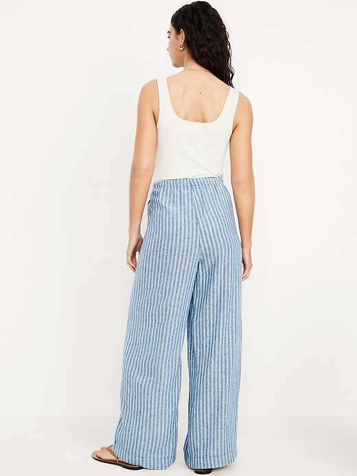 Image number 3 showing, High-Waisted Linen-Blend Super Wide-Leg Pants