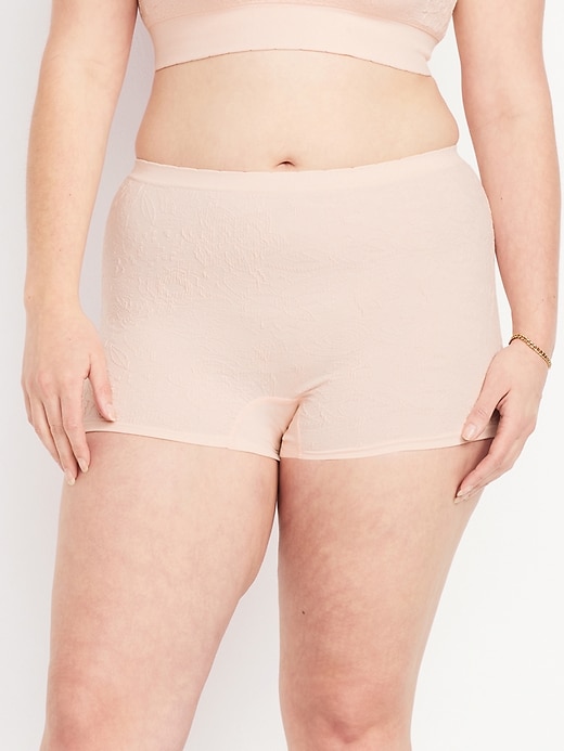 Image number 5 showing, Mid-Rise Seamless Lace Boyshort Underwear