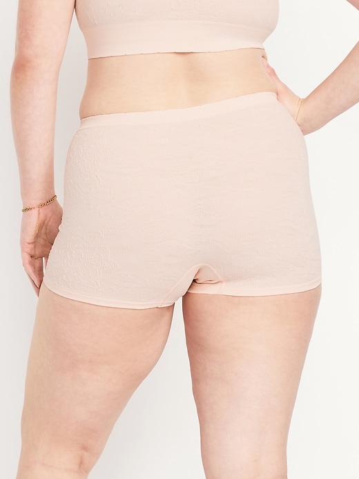 Image number 6 showing, Mid-Rise Seamless Lace Boyshort Underwear