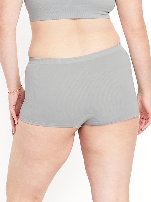 Image number 6 showing, Mid-Rise Seamless Ribbed Boyshort Underwear