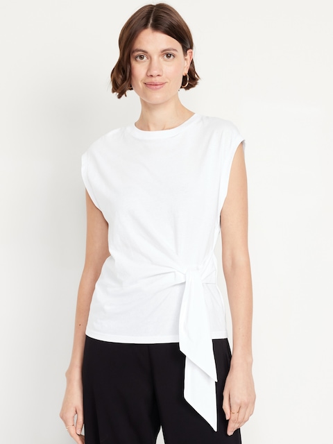 EveryWear Side-Tie Top - White Lilies