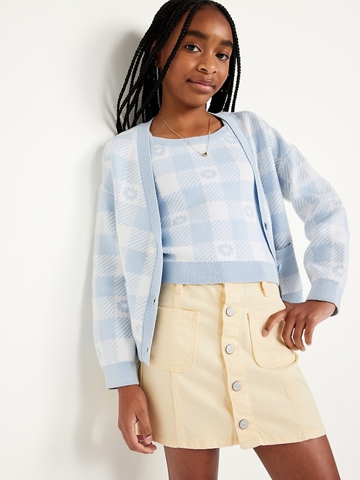 Image number 3 showing, High-Waisted Button-Front Utility Mariner Jean Skirt for Girls