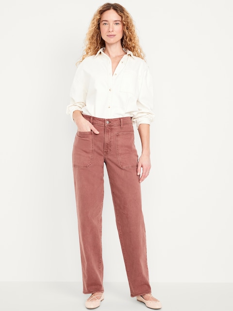 High-Waisted OG Loose Utility Jeans - Red Clay Utility