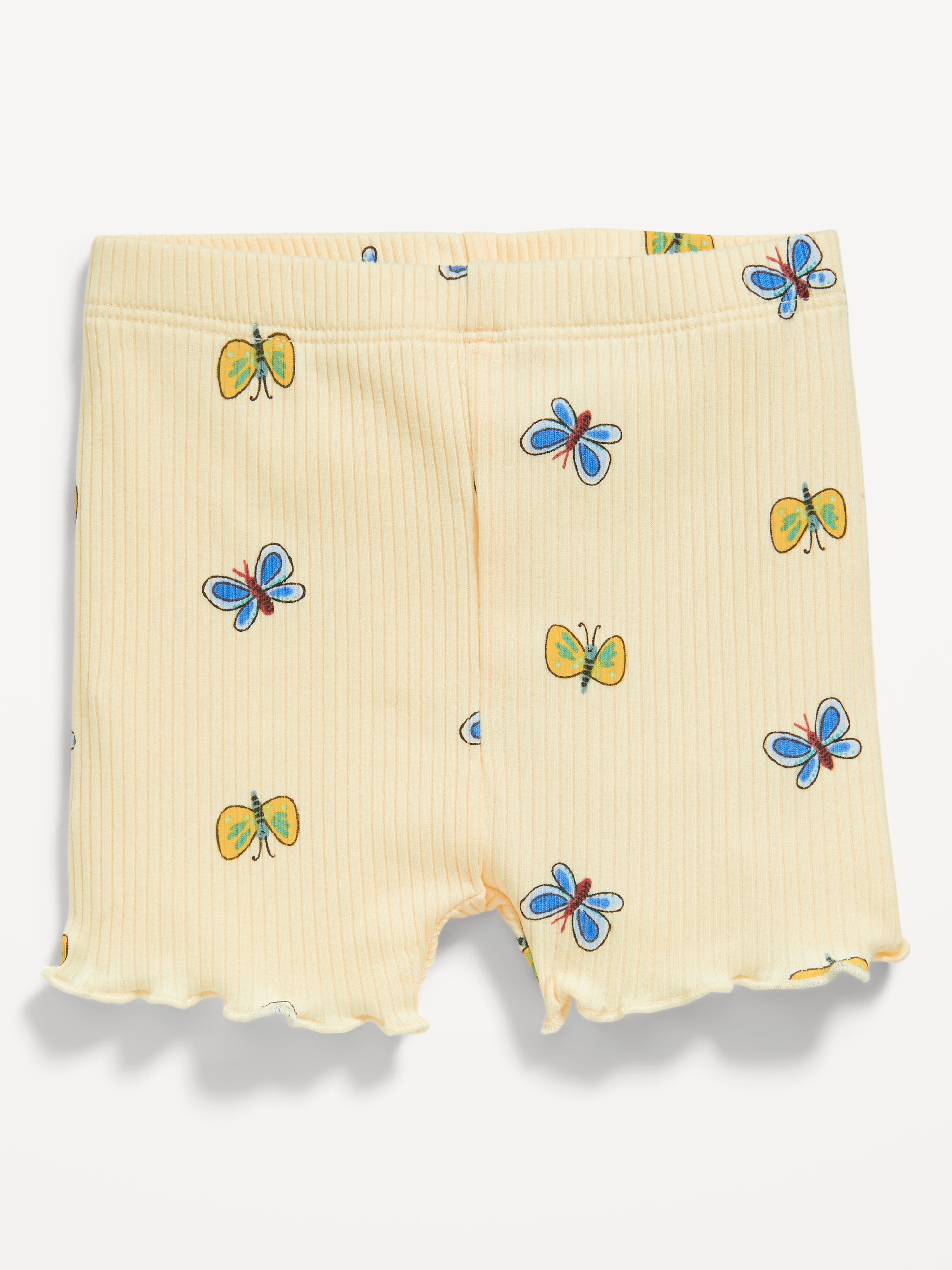 Ribbed Lettuce-Edge Biker Shorts for Baby