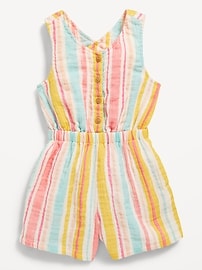 Image number 1 showing, Sleeveless Button-Front Romper for Toddler Girls