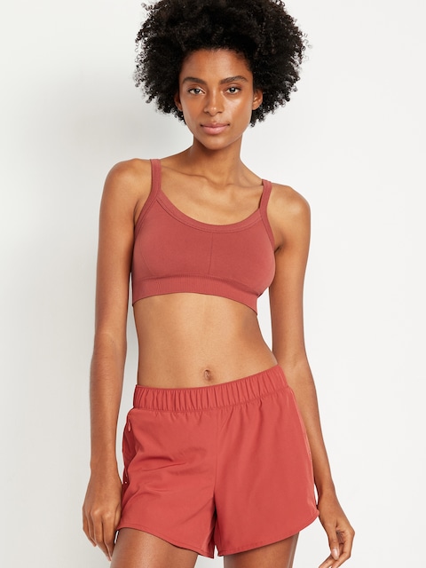 Light Support Fluid Seamless Ribbed Sports Bra - Cherry Birch