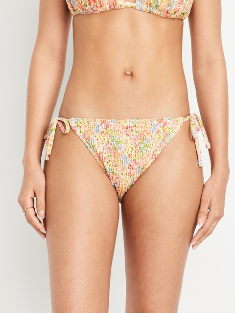 Mid-Rise Textured String Bikini Swim Bottoms - Multi Ditsy Floral