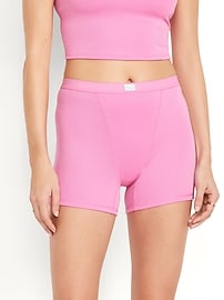 Image number 1 showing, High-Waisted Ribbed Boyshort Briefs -- 3-inch inseam
