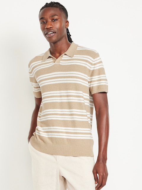 Bouclé Polo - Neutral Stripe