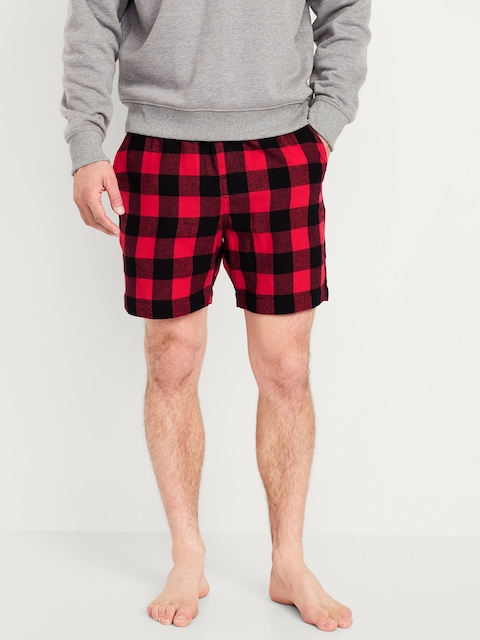 Flannel Pajama Shorts for Men - Red Buffalo (Match The Fam)