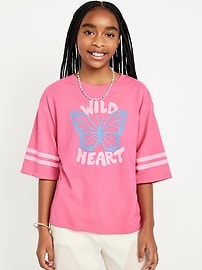 Image number 1 showing, Oversized Short-Sleeve Graphic T-Shirt for Girls
