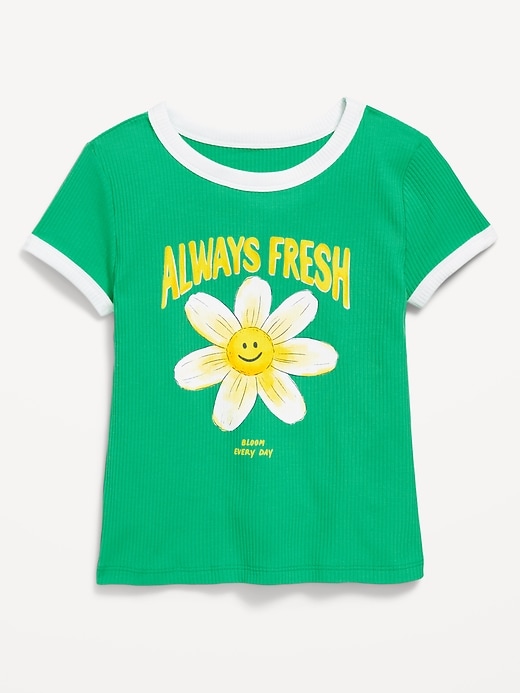 Image number 3 showing, Fitted Ribbed Graphic T-Shirt for Girls