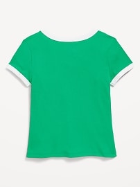 Image number 2 showing, Fitted Ribbed Graphic T-Shirt for Girls