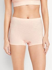 Image number 1 showing, Mid-Rise Seamless Lace Boyshort Underwear