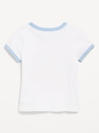 Image number 2 showing, Fitted Ribbed Ringer T-Shirt for Girls