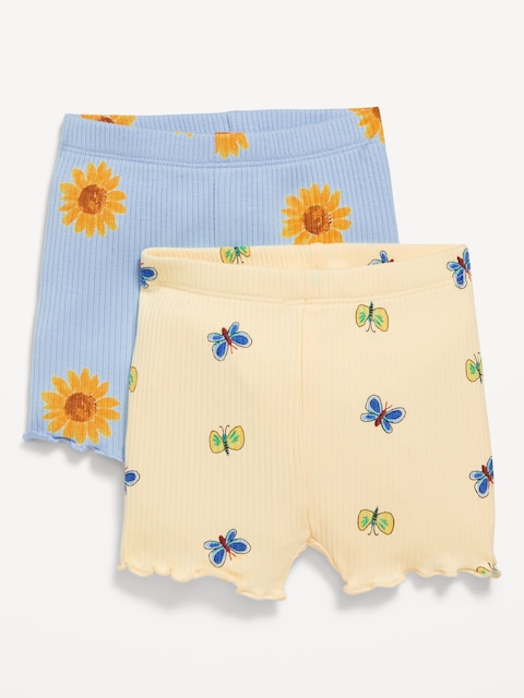 Rib-Knit Biker Shorts 2-Pack for Baby - Blue Multi