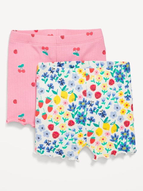 Rib-Knit Biker Shorts 2-Pack for Baby - Pink Multi