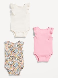 Image number 2 showing, Printed Short-Sleeve Ruffle-Trim Bodysuit 3-Pack for Baby