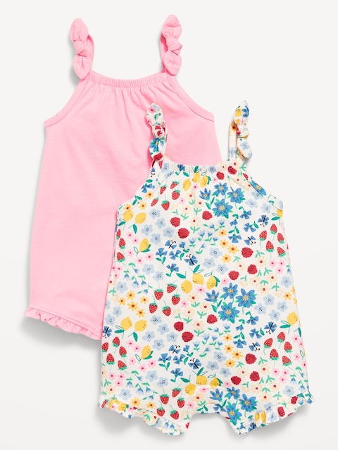 Sleeveless Tie-Knot One-Piece Romper 2-Pack for Baby - Multi Floral