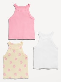 Image number 2 showing, 3-Pack Fitted Halter Tank Tops for Toddler Girls