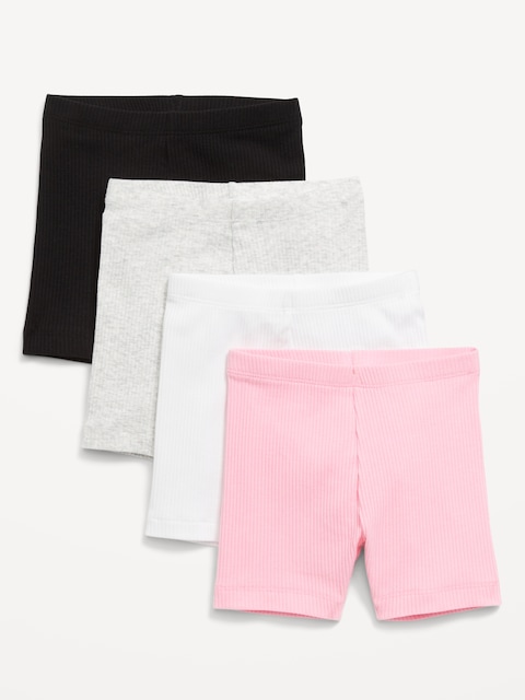 4-Pack Jersey-Knit Biker Shorts for Toddler Girls - Solid Pack