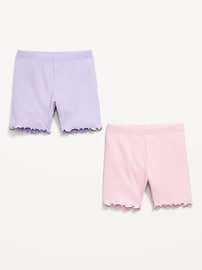 Image number 2 showing, Ribbed Lettuce-Edge Biker Shorts 2-Pack for Toddler Girls