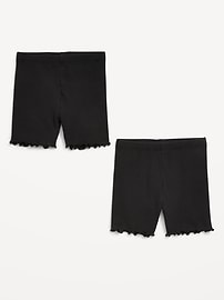 Image number 2 showing, Ribbed Lettuce-Edge Biker Shorts 2-Pack for Toddler Girls