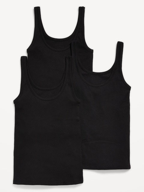 3-Pack Ribbed Tank Top - Black Jack