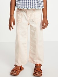 Image number 2 showing, High-Waisted Baggy Mariner Wide-Leg Jeans for Toddler Girls