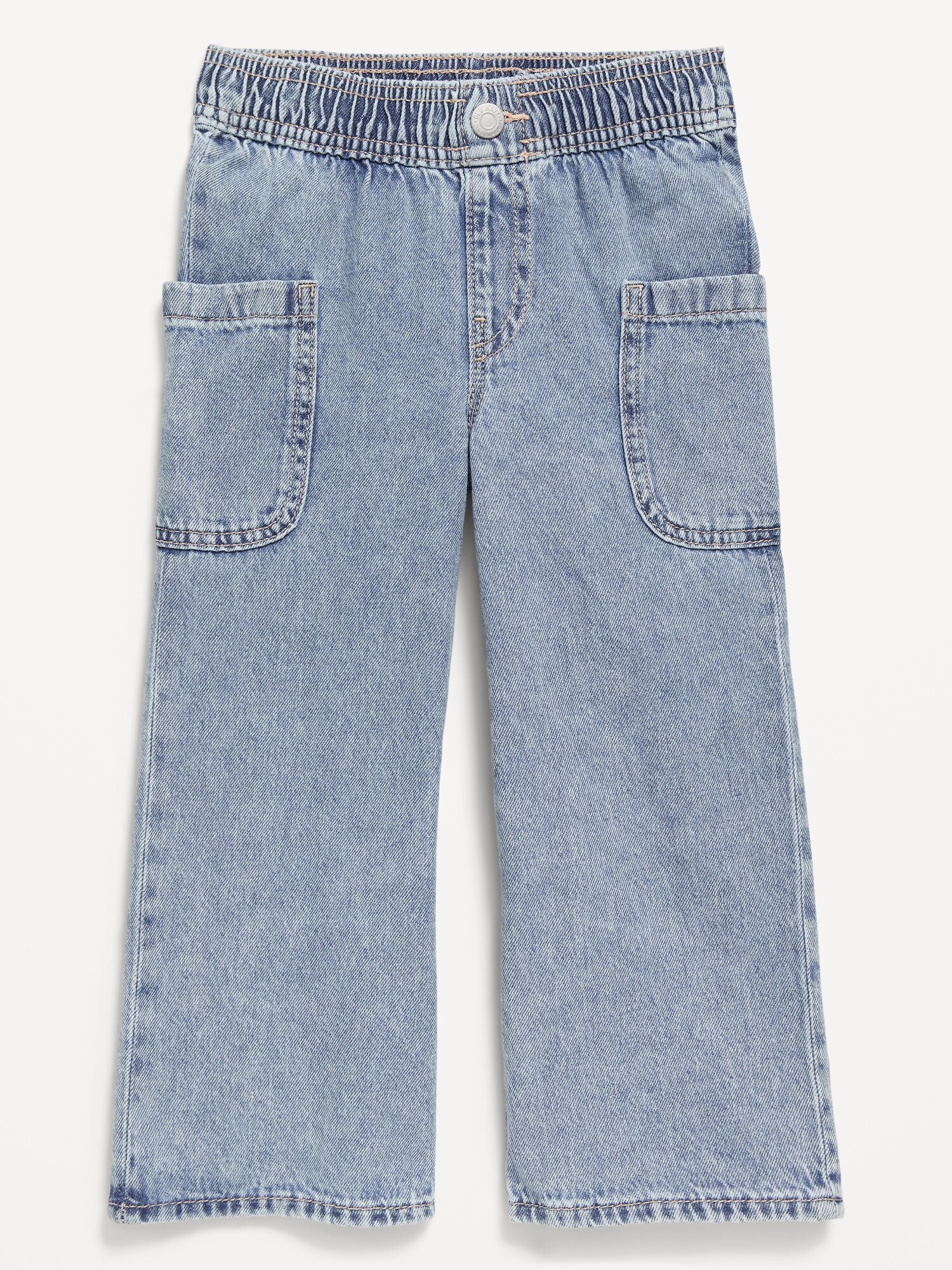 Джинсы Old Navy Pull-On Baggy Wide-Leg Cargo Jeans для девочек-малышей, цвет: Светлая варка — фото 2