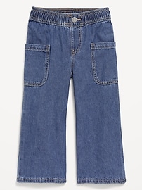 Image number 2 showing, Pull-On Baggy Wide-Leg Cargo Jeans for Toddler Girls