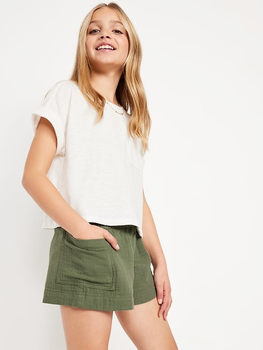 Image number 3 showing, Loose Double-Weave Utility Shorts for Girls