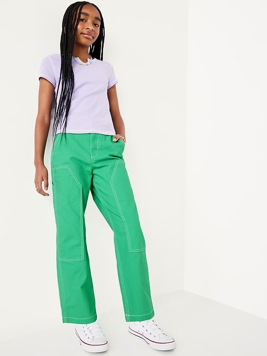 Image number 3 showing, Loose High-Waisted Carpenter Pants for Girls