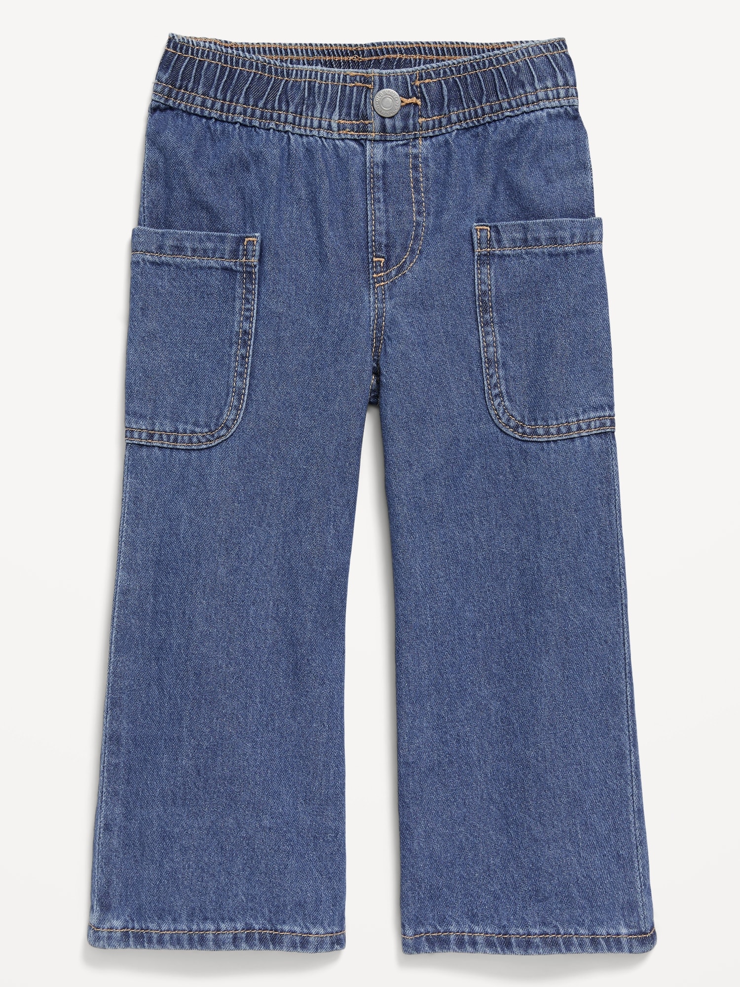 Pull-On Baggy Wide-Leg Cargo Jeans for Toddler Girls