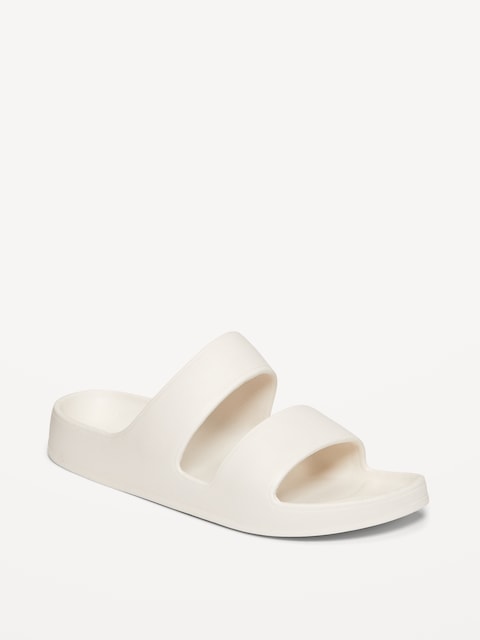 Double-Strap Slide Sandals for Girls (Partially Plant-Based) - Creme